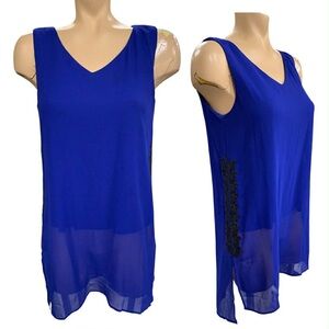 Royal Blue V-Neck Sleeveless Blouse Size M